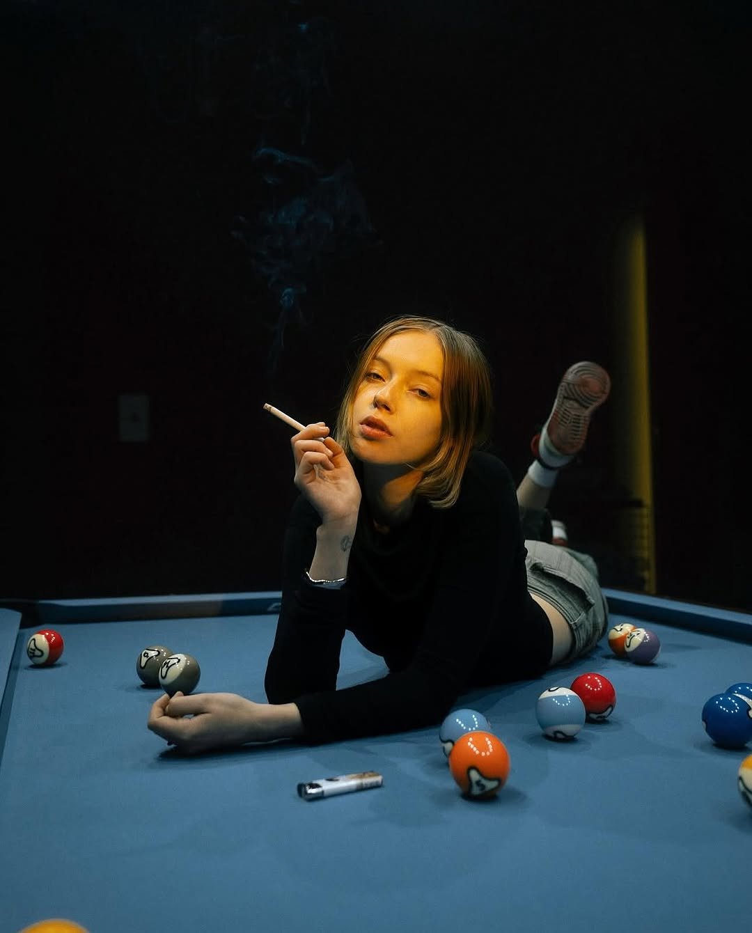 Photo shared by CINEGRAMS on February 19, 2026 tagging @virag_fanni. May be an image of billiards, smoking, cigarette and text.