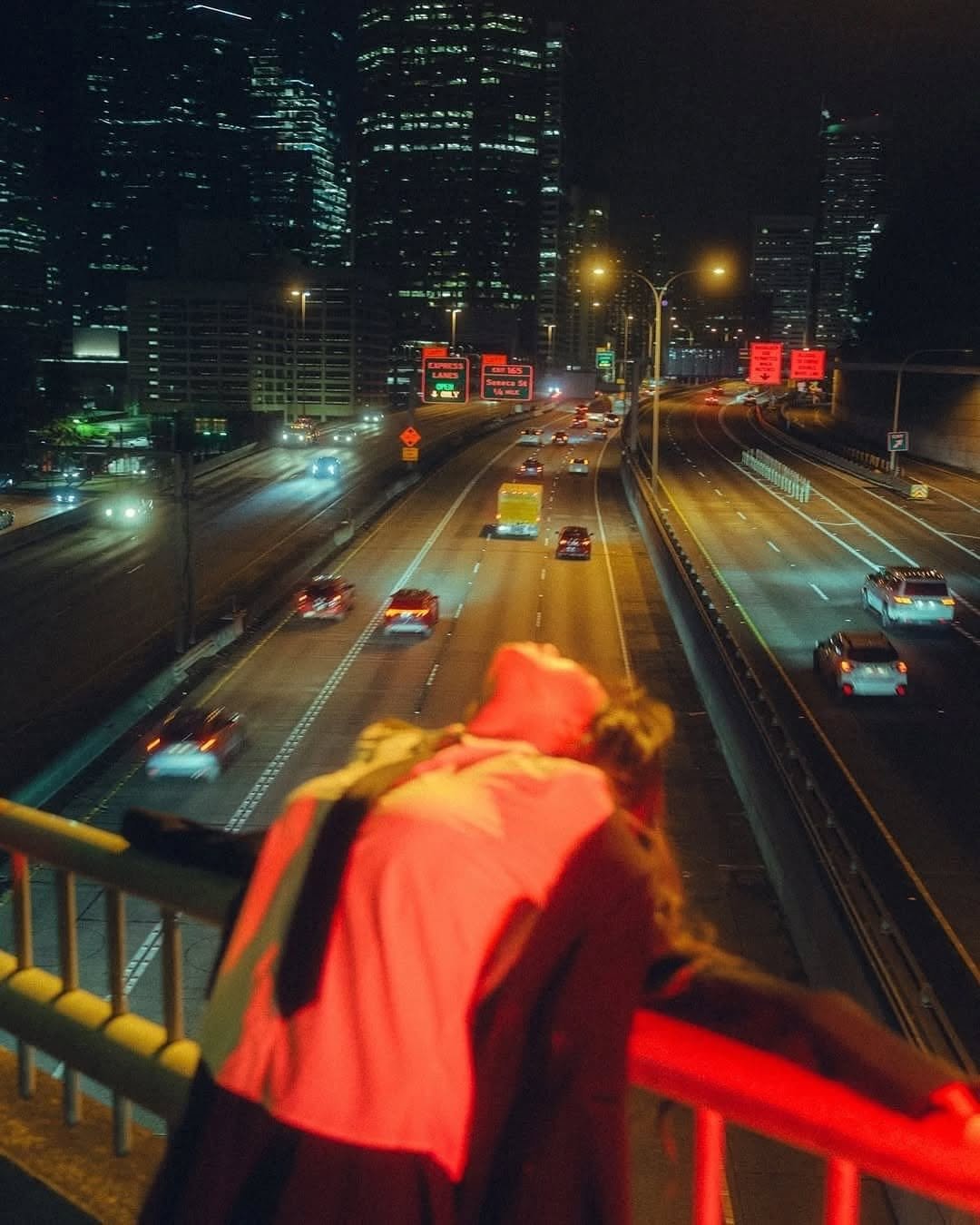 Photo by CINEGRAMS on January 03, 2026. May be an image of street, road, bridge, night and text.