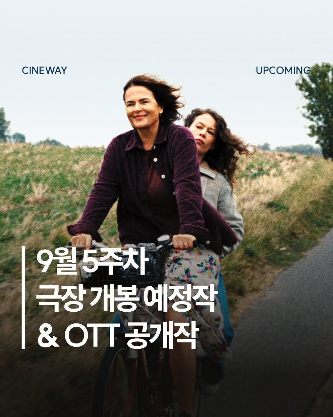 Photo by 할리우드 미디어 뉴스레터 씨네웨이 on September 29, 2025. May be an image of 1 person, poster and text that says 'CINEWAY UPCOMING 9월 9월5주차 극장개봉예정적 극장가 개봉 예정작 & oπ 공개작'.