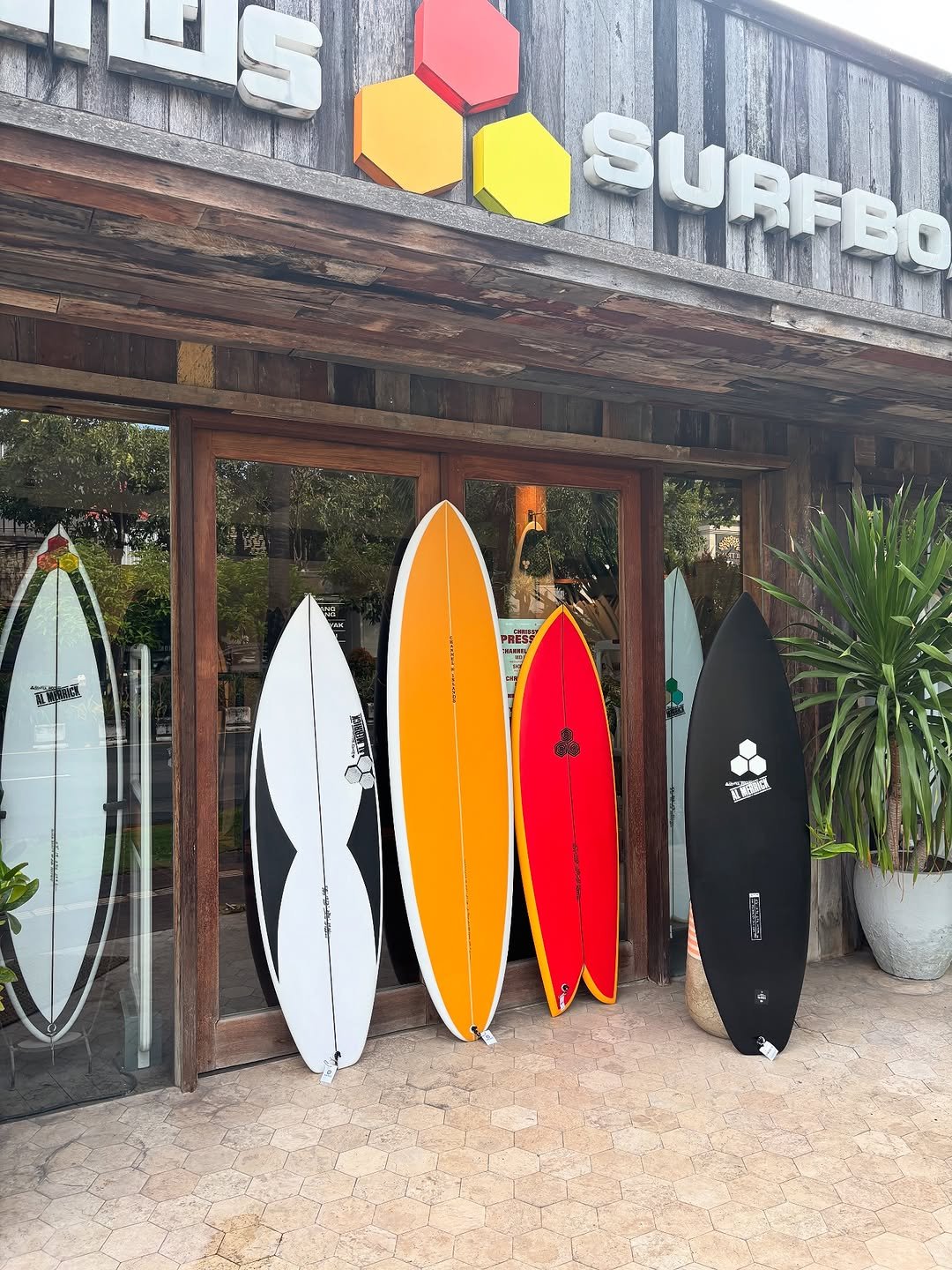 Photo shared by Channel Islands & Onboard Store on January 05, 2026 tagging @cisurfboards, and @onboardstorebali. May be an image of surfboard, skateboard, rack, signboard and text.