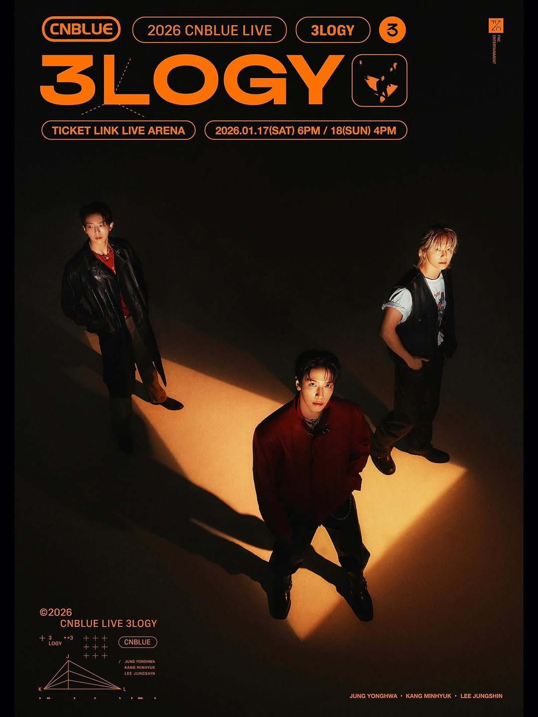 Photo by CNBLUE OFFICIAL on November 13, 2025. May be an image of poster, magazine and text that says '3 CNBLUE 2026 CNBLUE 2026CNBLUELIVE LIVE 3LOGY 3LOGY TICKET LINK LIVE TICKETLINKLIVEARENA ARENA 2026.01.17/SAT)GPM/18/SUN/4PM 17(SAT) 6PM/ 18(SUN) 4PM ©2026 CNBLUELIVE3LOGY 3 OGY CNBLUE IVE3LOGY CNBLUE LRNJLM33HIM JLNCYONGHNA.KAMEMNHYUK.L.NGH UNGYONGHWA ONGHWA KANGMINHYUK KANGM JUNG LEE JUNGBHIN'.