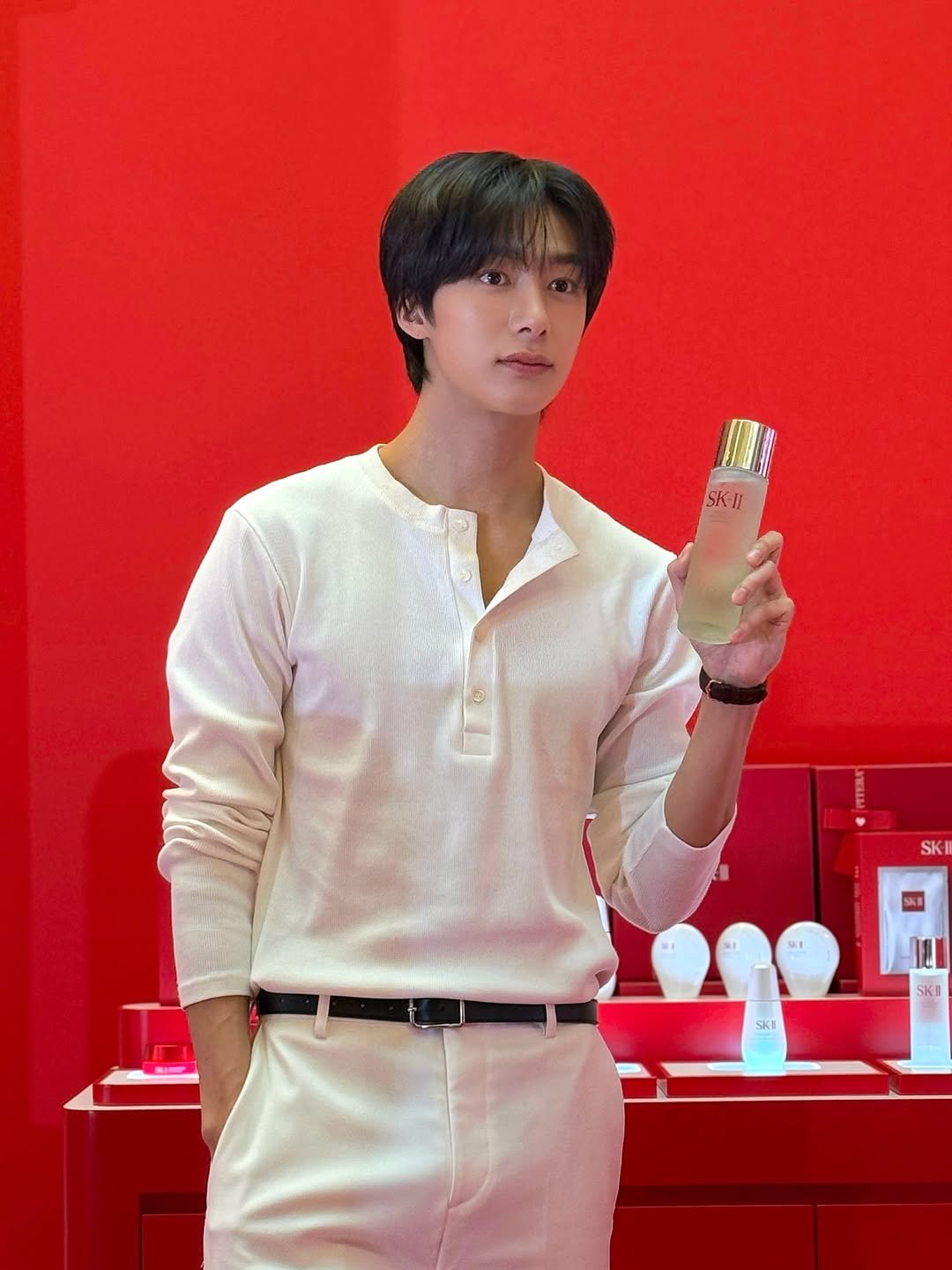 Photo by 채형원 hyungwon on September 14, 2025. May be an image of 1 person, hand cream and text that says 'SK-II SKI SKII KII SKI SKI'.