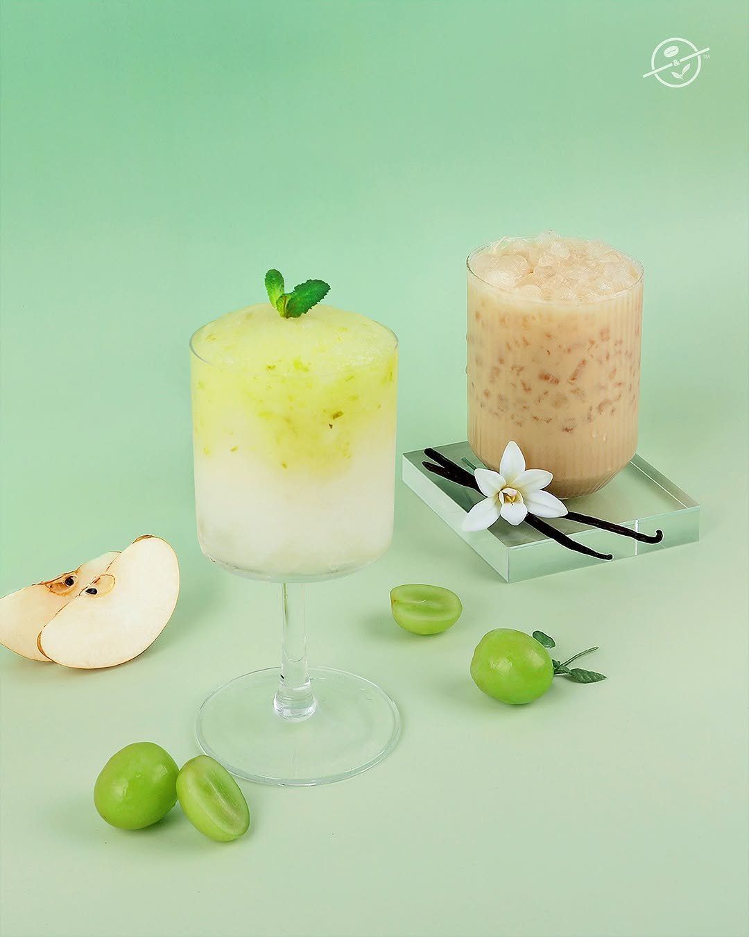 Photo shared by 커피빈코리아 on April 03, 2026 tagging @coffeebean_kr. May be an image of drink, fruit cocktail, pear, melon, longan and text.