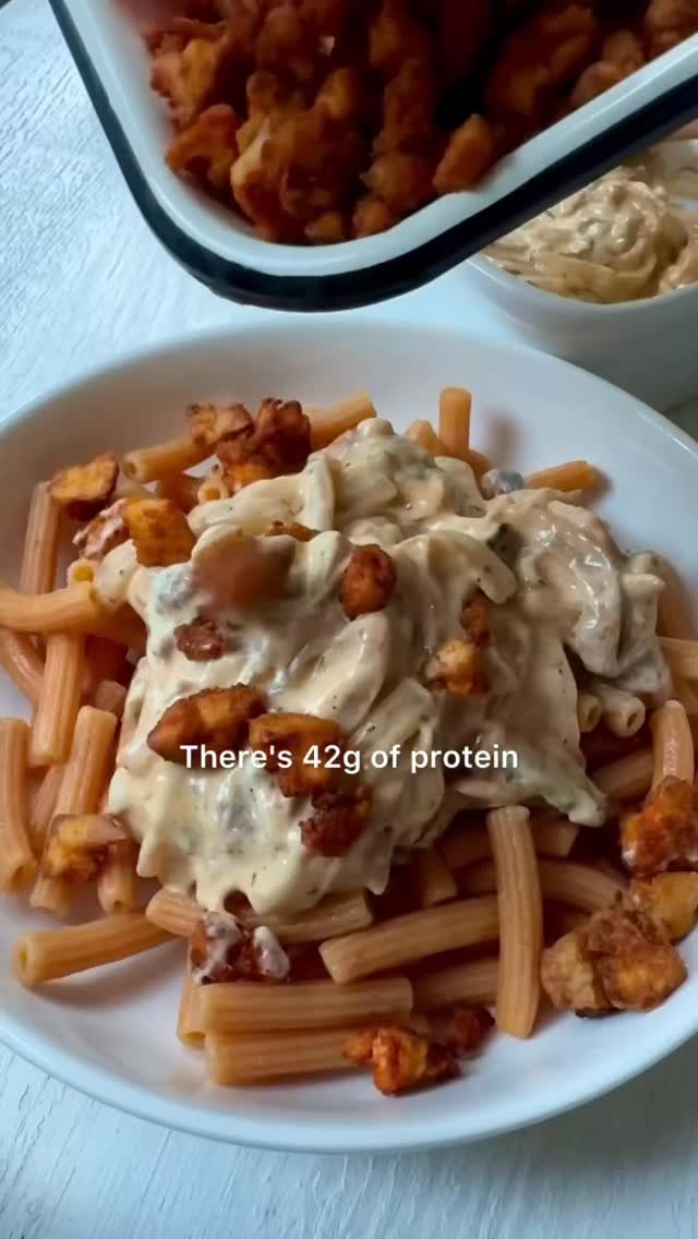 cookingforpeanuts 게시물 이미지: High-Protein Creamy Mushroom Pasta. Comment...