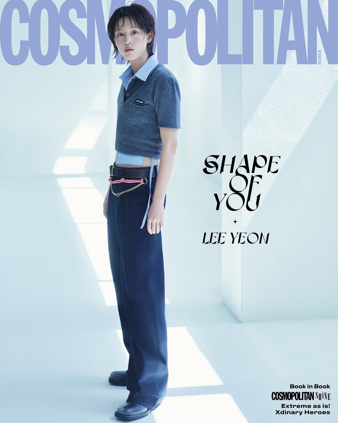 Photo shared by COSMOPOLITAN KOREA 코스모폴리탄 코리아 on April 13, 2026 tagging @kiteleeflying. May be an image of ‎magazine, poster and ‎text that says '‎COSI COSIOPOL Aл TIC SHAPE iا87 LEE YEON Book n Book COSMOPOLITAN SHINE Extreme asis! is! Xdinary Heroes‎'‎‎.