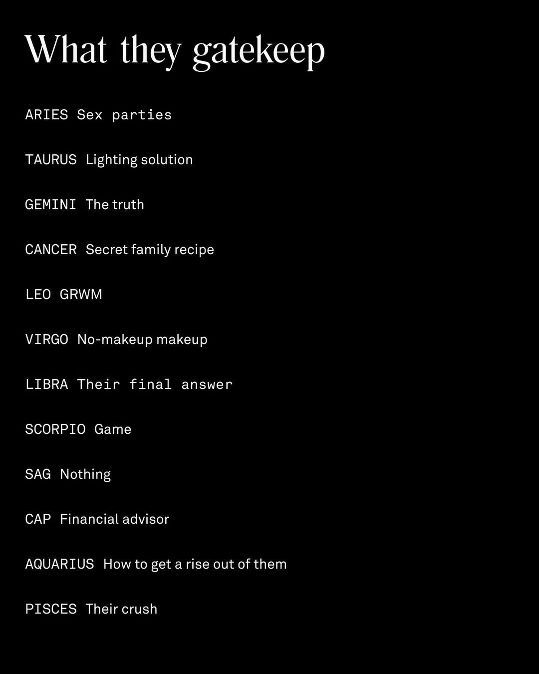 costarastrology 게시물 이미지: Don’t ask.