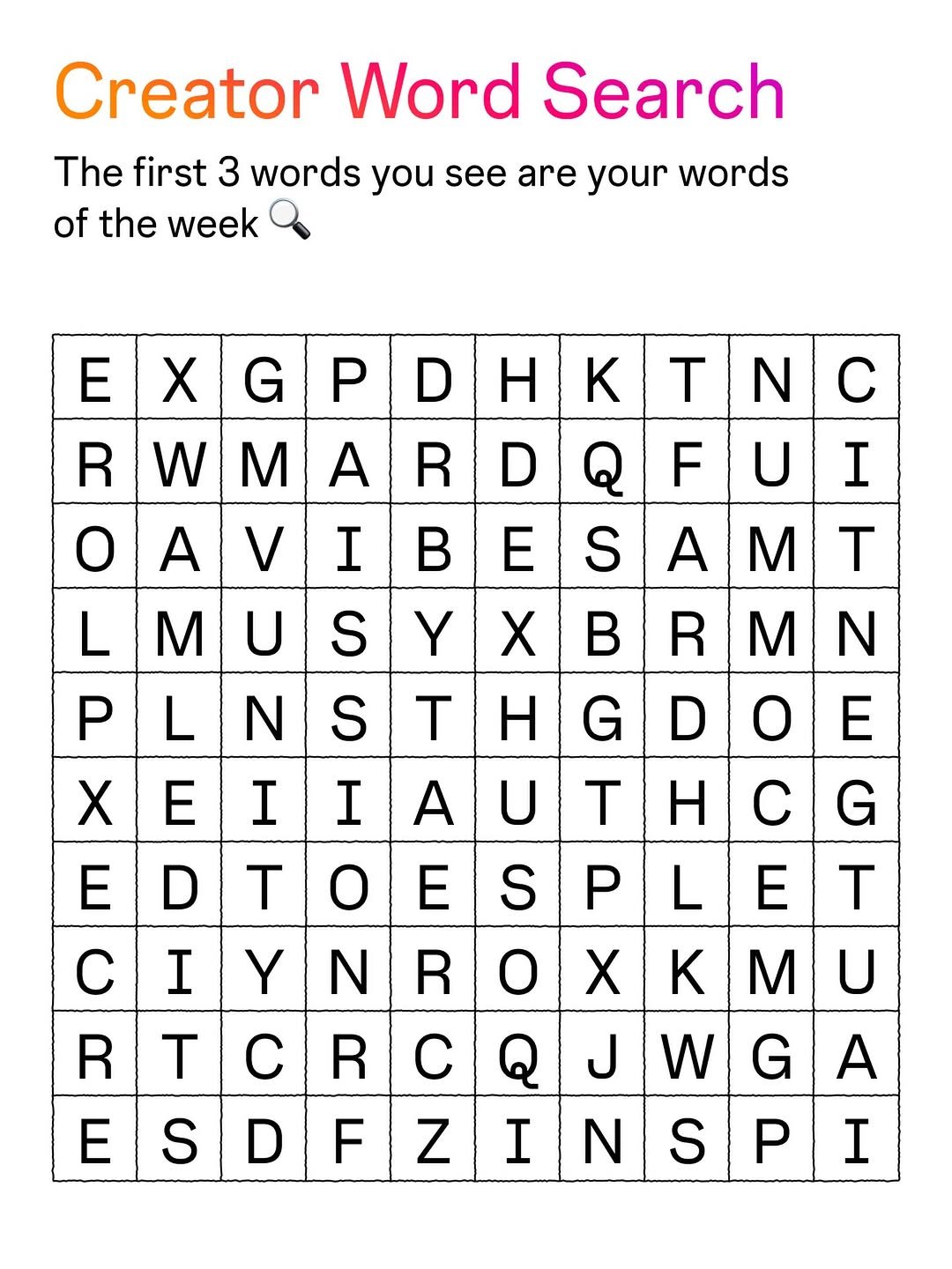 creators 게시물 이미지: What are your creator words of the week? 🔎