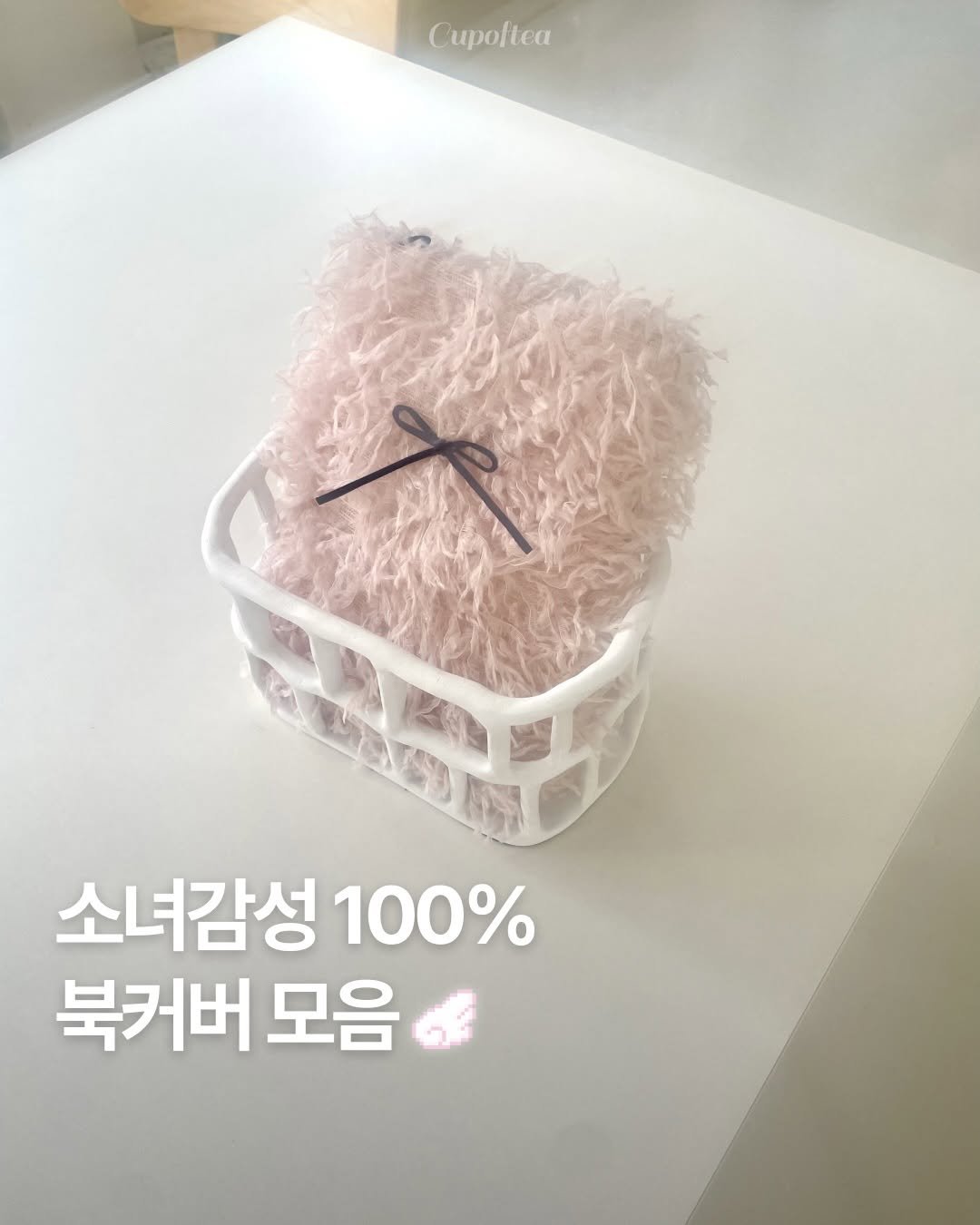 Photo shared by 컵오브티 매거진 on December 30, 2025 tagging @cupoftea_mag. May be an image of lace, clothes hanger, baby's-breath and text that says 'Cupoftea 1 소녀감성 100% 북커버 모음'.