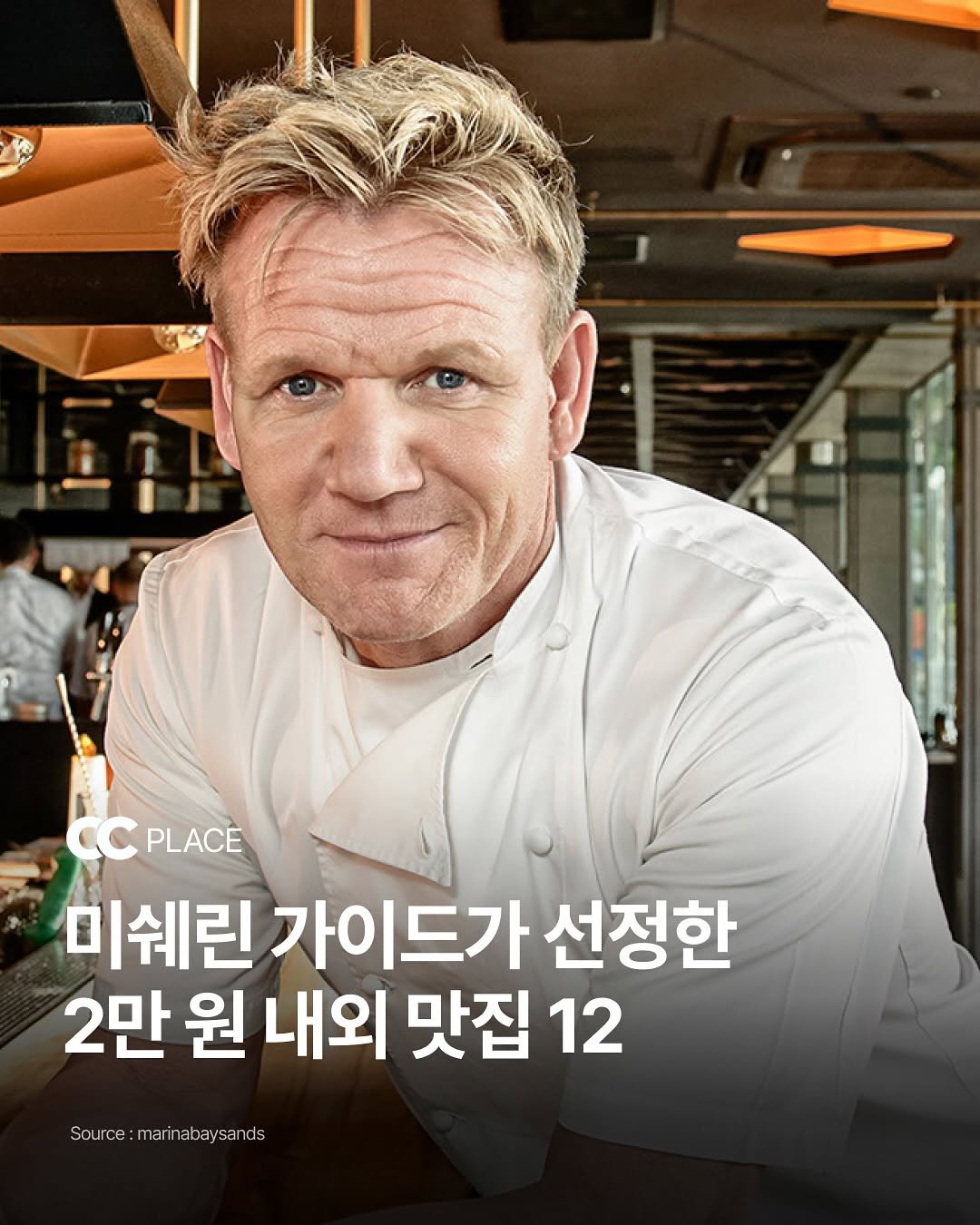 Photo by 큐레이션 클럽  Curation club on August 11, 2025. May be an image of 1 person and text that says 'PLACE 미쉐린 가이드가 선정한 2만 원 내외 맛집 12 Source:marinabaysands marinabaysands Source'.