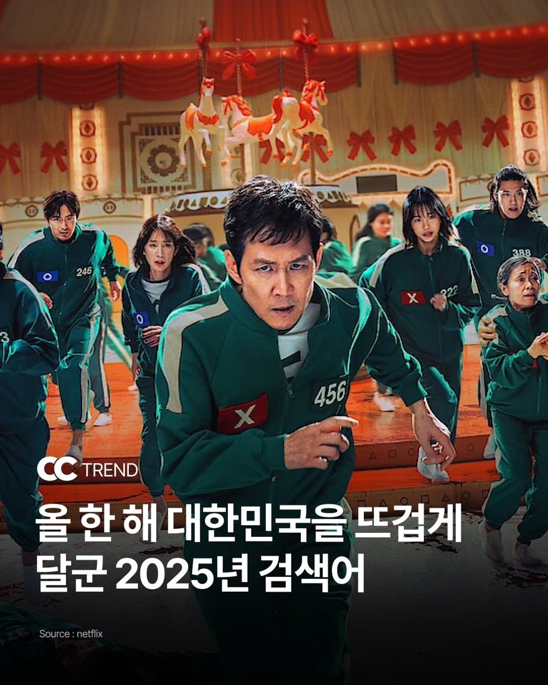 Photo by 큐레이션 클럽  Curation club on December 23, 2025. May be an image of poster and text that says '10ATe 246 38.8 456 CC TREND 올한해 한 해 대한민국을 뜨겁게 달군 2025년 검색어 Source:netfix netfl Source:netflix Source'.