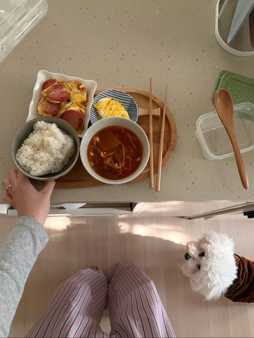 Photo by 채영 on February 06, 2026. May be an image of chopsticks, rice and text.