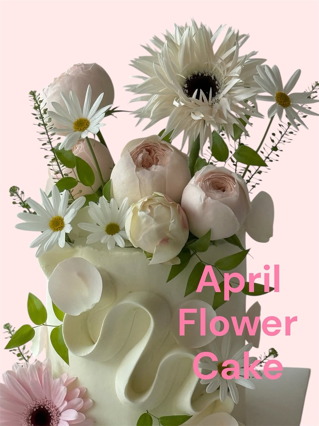 Photo by 수원 행궁동 케이크 디믈리에 on March 30, 2026. May be an image of wedding cake, flower and text that says 'April Flower Cake'.