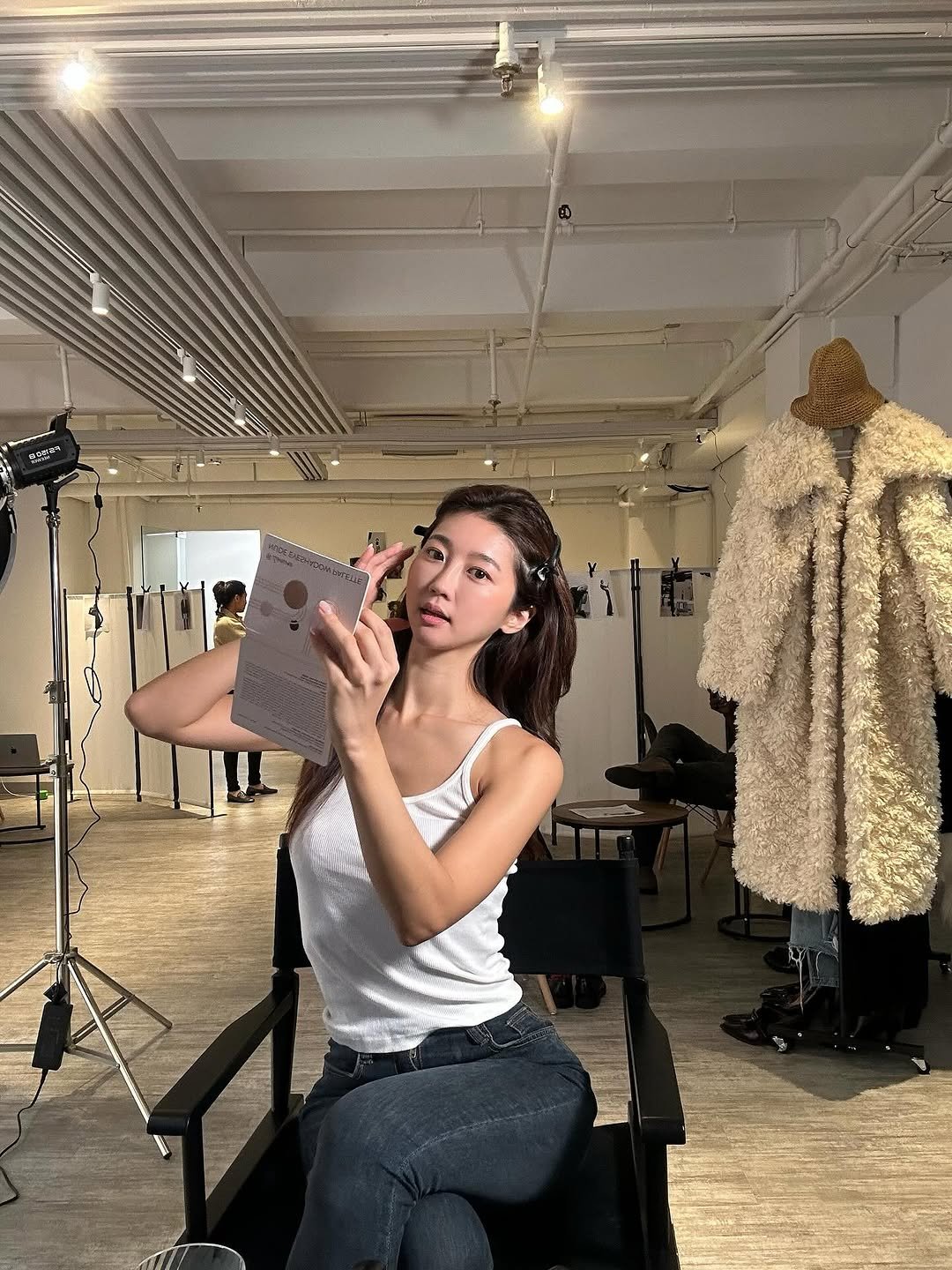 Photo shared by 𝘥𝘰𝘺𝘦𝘰𝘯 ෆ on November 10, 2025 tagging @nextfacestudio, and @nextfacestudionyc. May be an image of one or more people, makeup, hair, sable coat, mannequin and text.