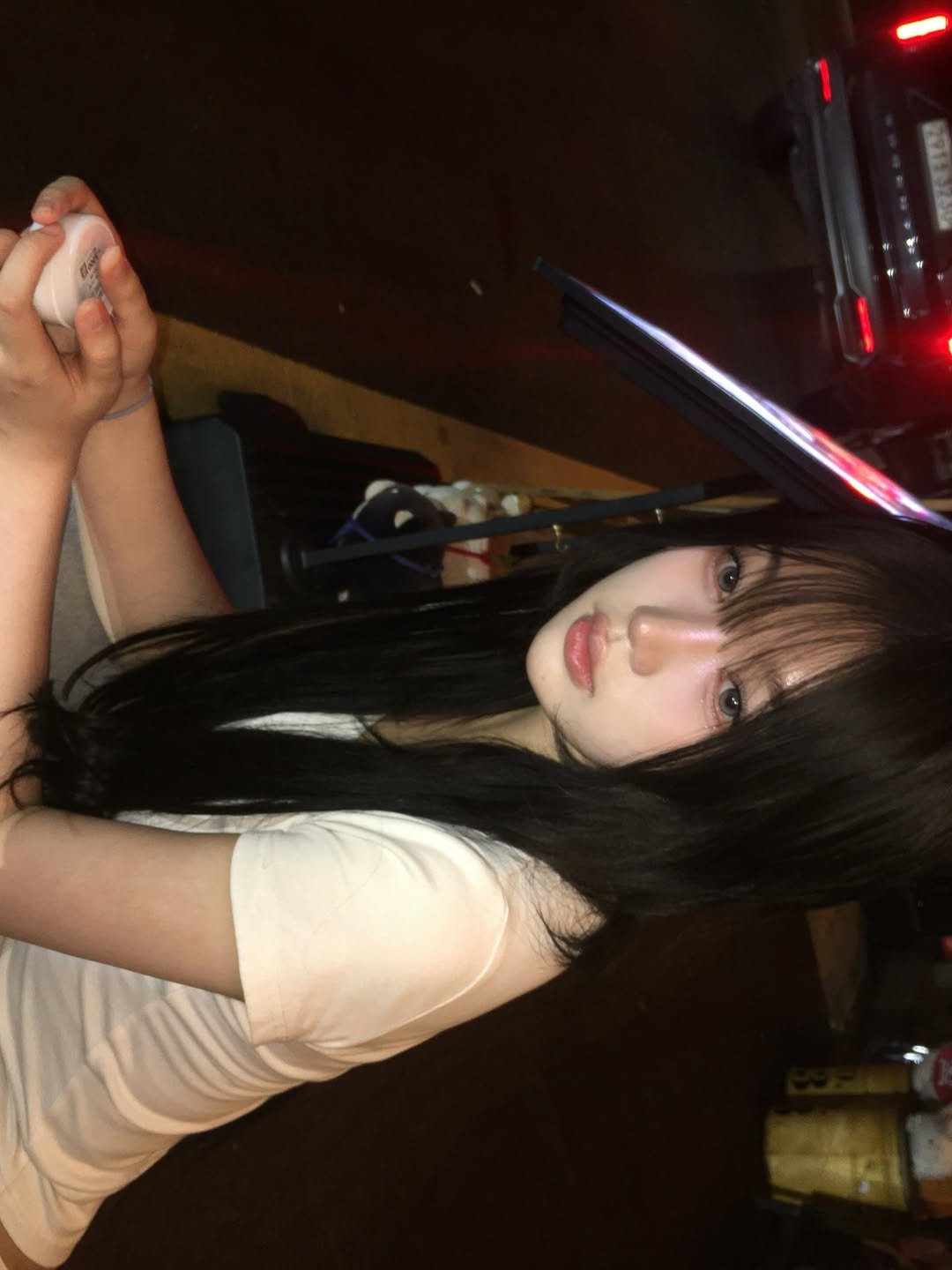 Photo shared by 정윤경 on August 25, 2025 tagging @da9an9_vlo9. May be an image of 1 person, long hair, night and text.