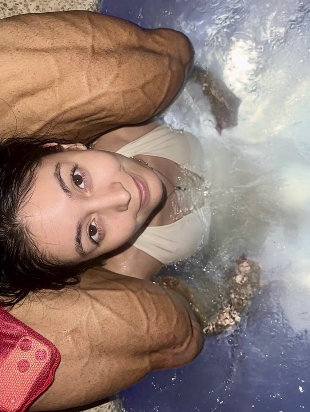 Photo shared by Daddy Aioli on November 19, 2025 tagging @helena.ruiz.27. May be an image of one or more people, biceps, people bodybuilding, pool and text.