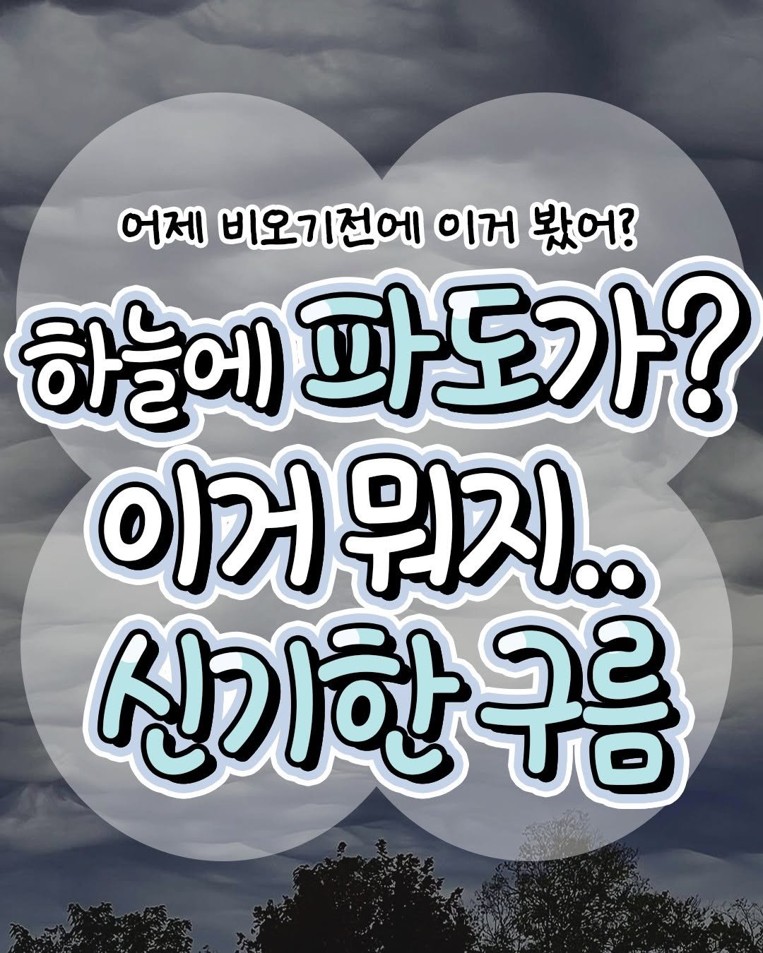 Photo by 일상의 모든것 ✧유머·공감·정보·꿀팁✧ on May 01, 2025. May be an image of text that says '어제 비오기전에 이거 봤어? 하늘에 파도가? 이거 이거워지.. 신기한구름'.