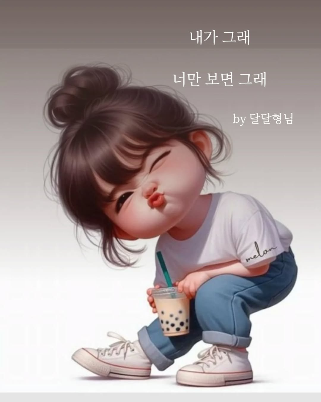 Photo by 장근필 on February 17, 2026. May be a doodle of text that says '내가 내가그래 그래 너만 보면 그래 by 달달형님 melon ト'.