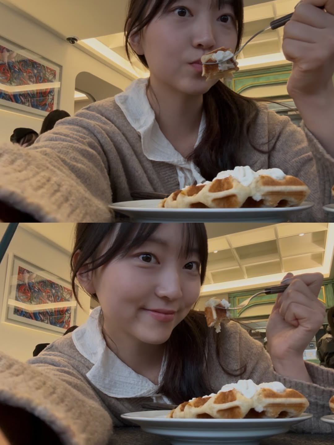 Photo shared by 송 단 | 요가, 라이프스타일 on December 20, 2025 tagging @daniiisong. May be an image of fork, pancake and text.