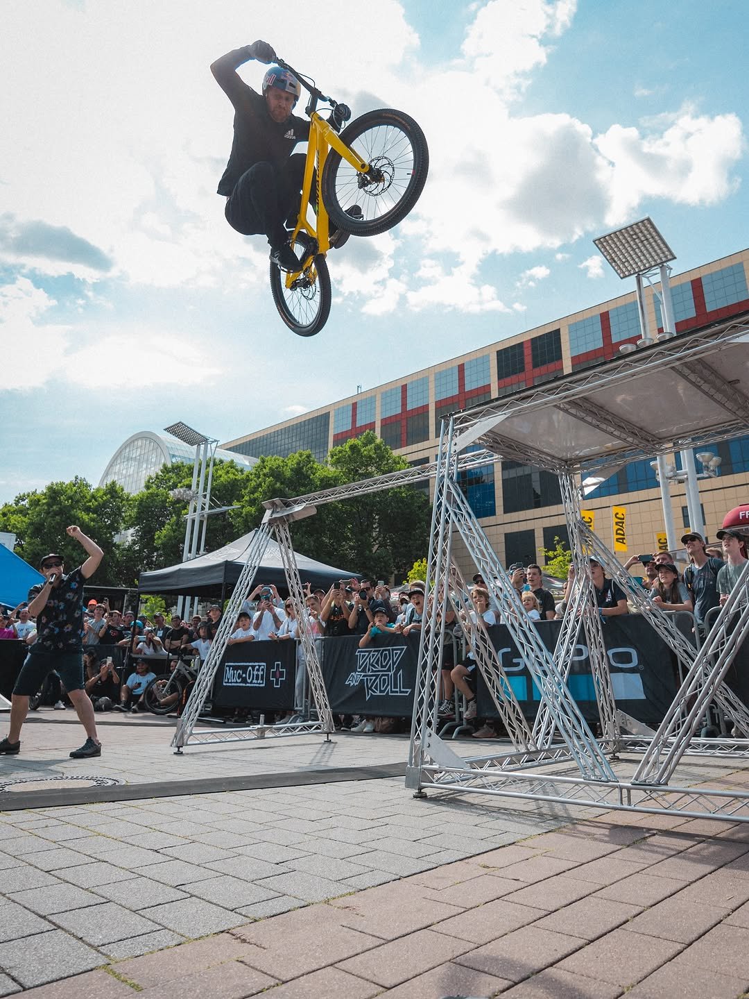 Photo shared by Danny MacAskill on June 25, 2025 tagging @danny_macaskill, @eurobike_show, @boschebikesystems, and @cast_official_. May be an image of 4 people, bicycle and text.