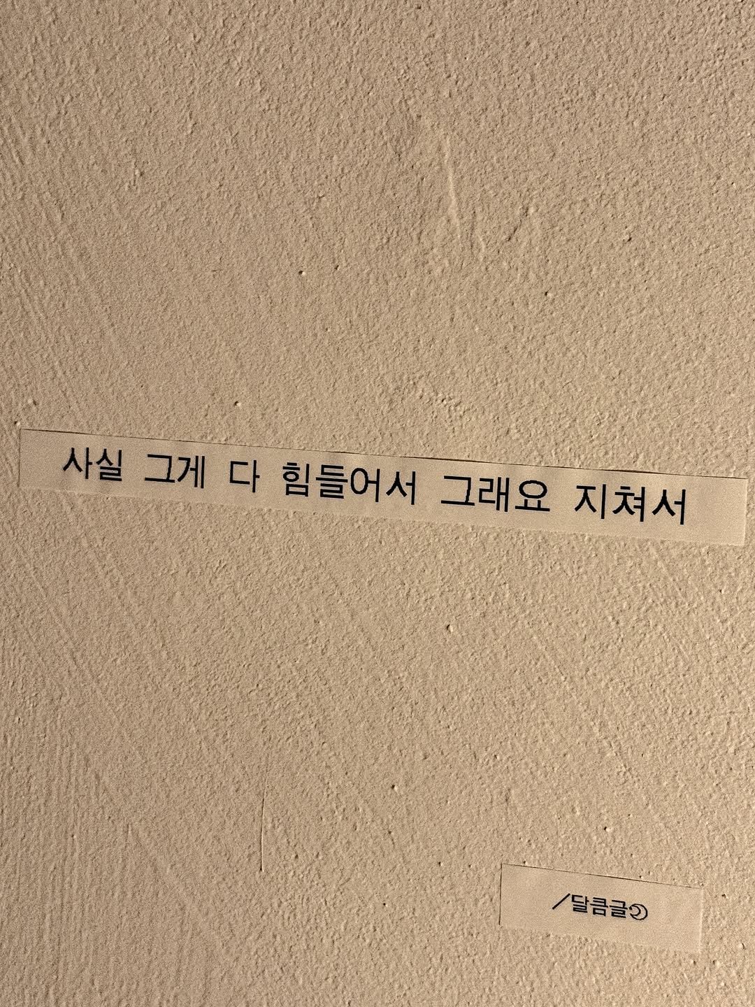 Photo by 달큼글, 예원 on August 13, 2025. May be an image of text that says '사실 그게 다 다 힘들어서 그래요 지쳐서 /달큼글'.