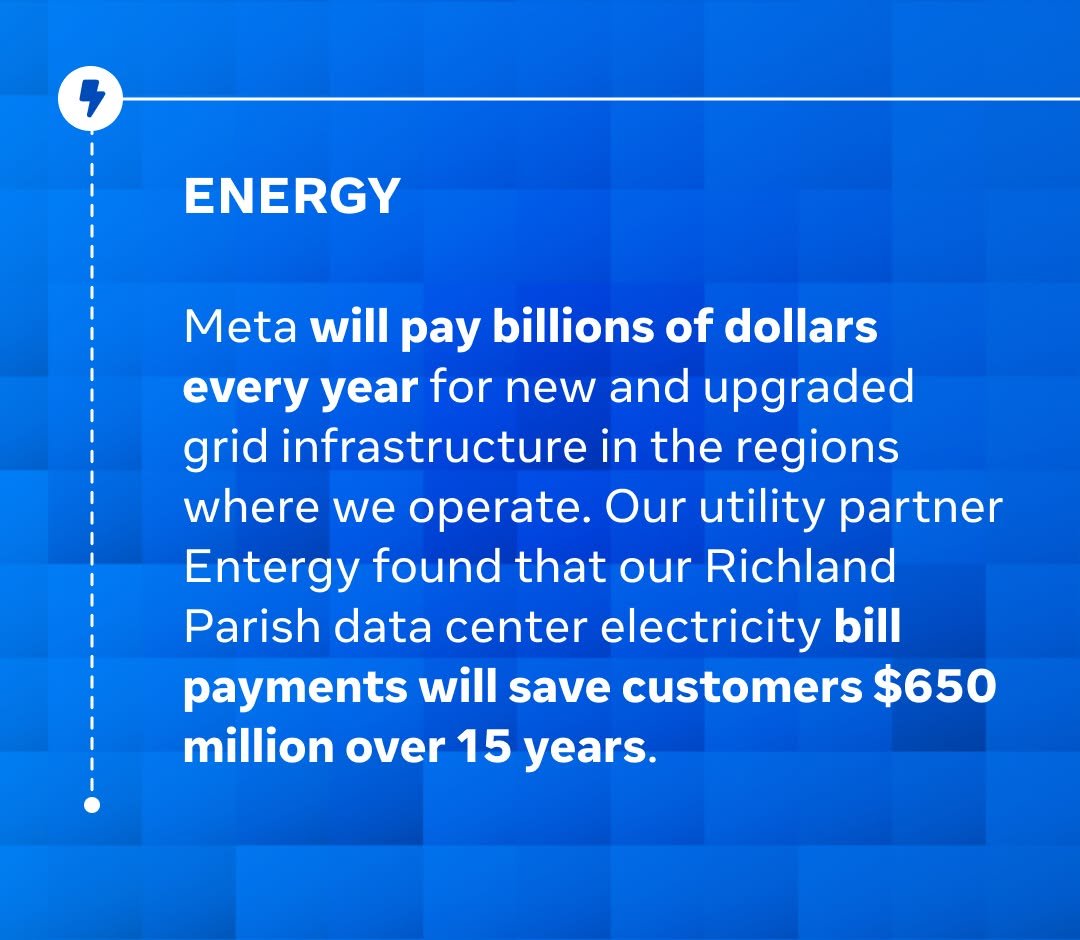 datacentersatmeta 게시물 이미지: Meta Data Centers: Supporting American Energy,...