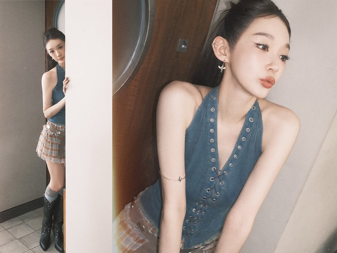 Photo shared by DAVICHI 다비치 on October 23, 2025 tagging @iammingki. May be an image of one or more people, hair, mirror and text.