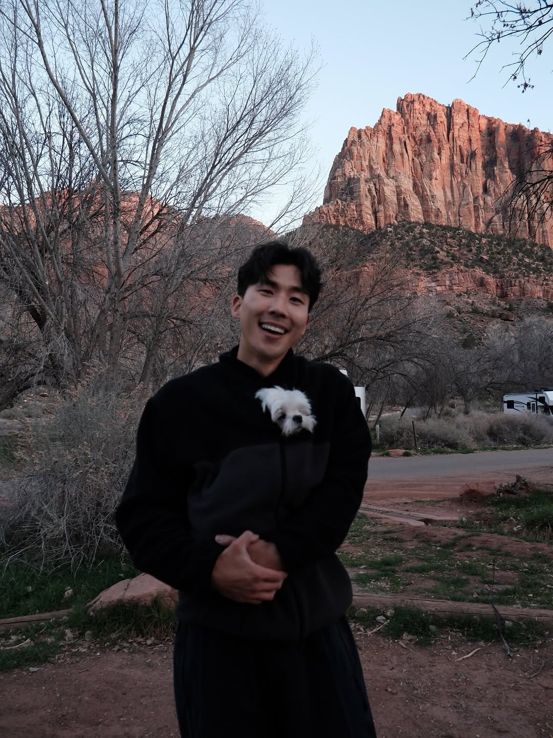 Photo by David Cho on March 10, 2026. May be an image of campsite, Pekinese, Maltese, park and text.