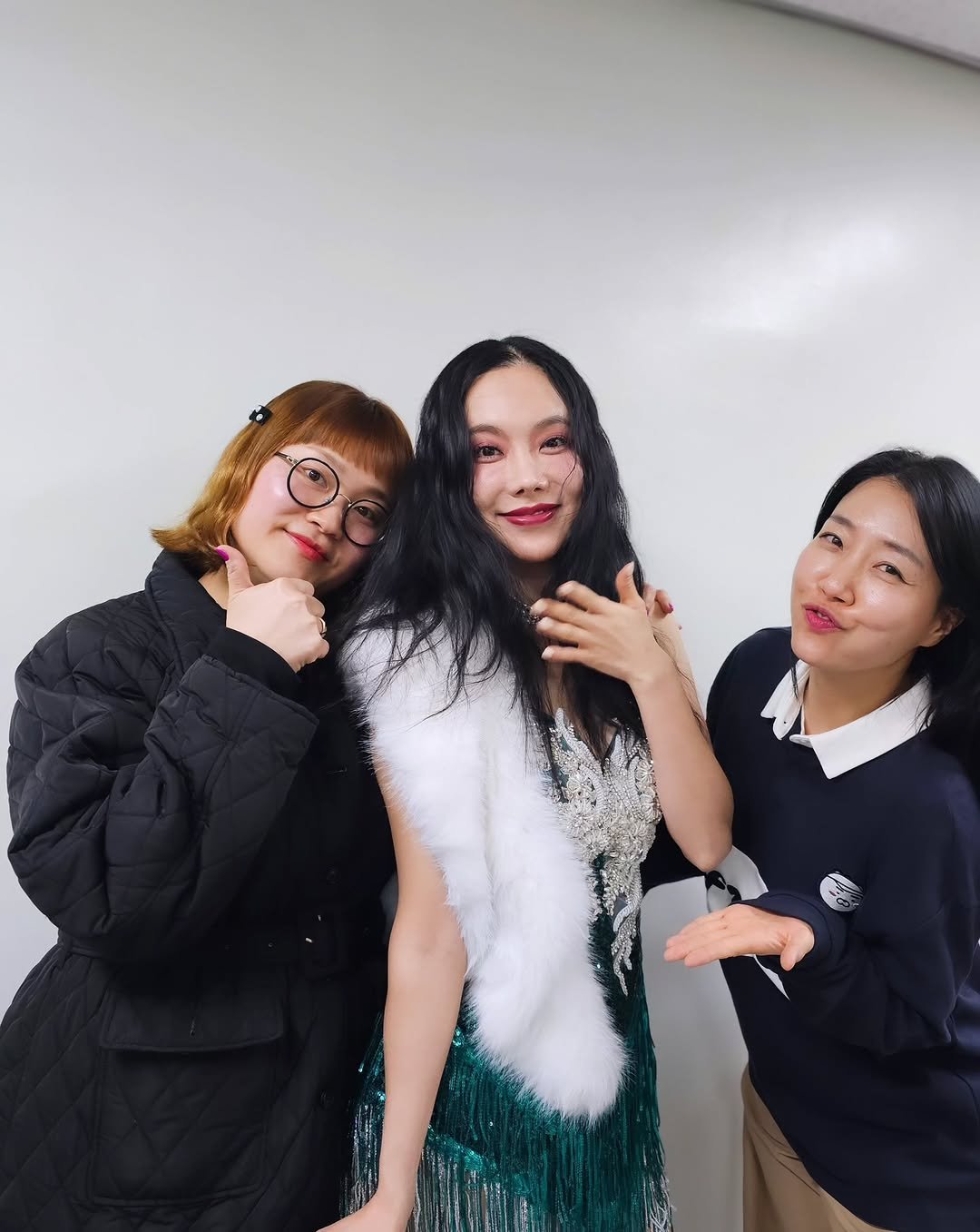 Photo shared by 미녀개그우먼 조수연 on February 20, 2026 tagging @naheevv, and @gag__ey. May be an image of one or more people, braids, parka and text.