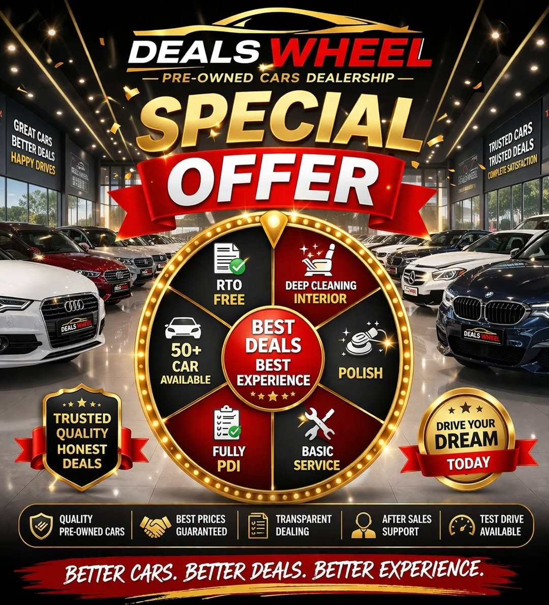 Photo by Shivam Jaiswal in Kandivali West, Mumbai with @shivam_automotive. May be an image of car, wheel, poster, card, magazine and text that says 'GREAT CARS BETTERDEALS BETTE HAPPY DEALS ORIVES DEALS WHEEL PRE-OWNED PRE- CARS DEALERSHIP SPECIAL OFFER TRSTBDEALS TAUSTED TAUSTEDGARS CARS TELSTEDDEALS SFACTION IRETES CD 影 RTO FREE DEALS DEEP CLEANING INTERIOR 50+ CAR AVAILABLE DEALS BEST EXPERIENCE DEAL POLISH TRUSTED QUALITY HONEST DEALS FULLY PDI BASIC SERVICE DRIVE DRIVEYOUR YOUR DREAM TODAY QUALITY PRE-OWNED CARS BEST PRICES GUARANTEED TRANSPARENT DEALING AFTER SALES SUPPORT TEST DRIVE AVAILABLE BETTER CARS. BETTER DEALS. BETTER EXPERIENCE.'.