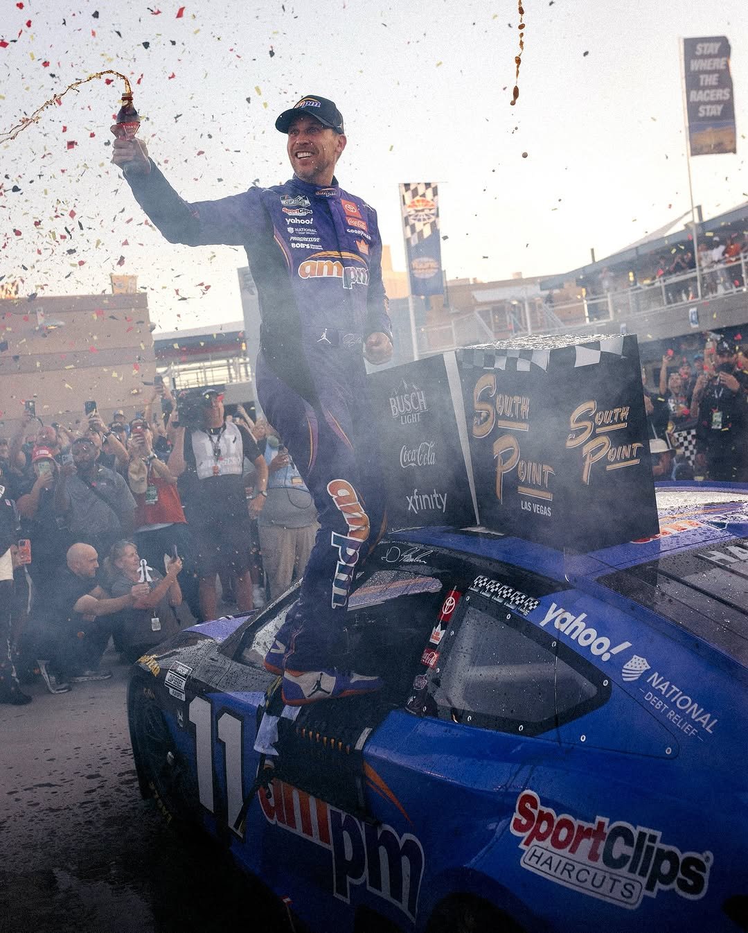 Photo shared by Denny Hamlin on October 14, 2025 tagging @joegibbsracing, @toyotaracingusa, and @ampm_tmgs.