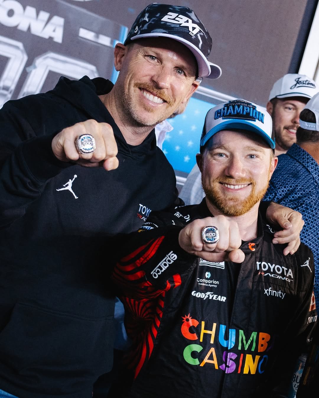 Photo by Denny Hamlin on February 15, 2026. May be an image of ‎racing vehicles and ‎text that says '‎ONA EAT ユ Fenston CHAAMPIUN TOY RA AC T 赤 ب ٢ S00 プラ ၁1 + Comparion COpaoese GODE GODYEAR YEAR ₹ TOYOTA RACING xfinity CHUMB CASIN‎'‎‎.