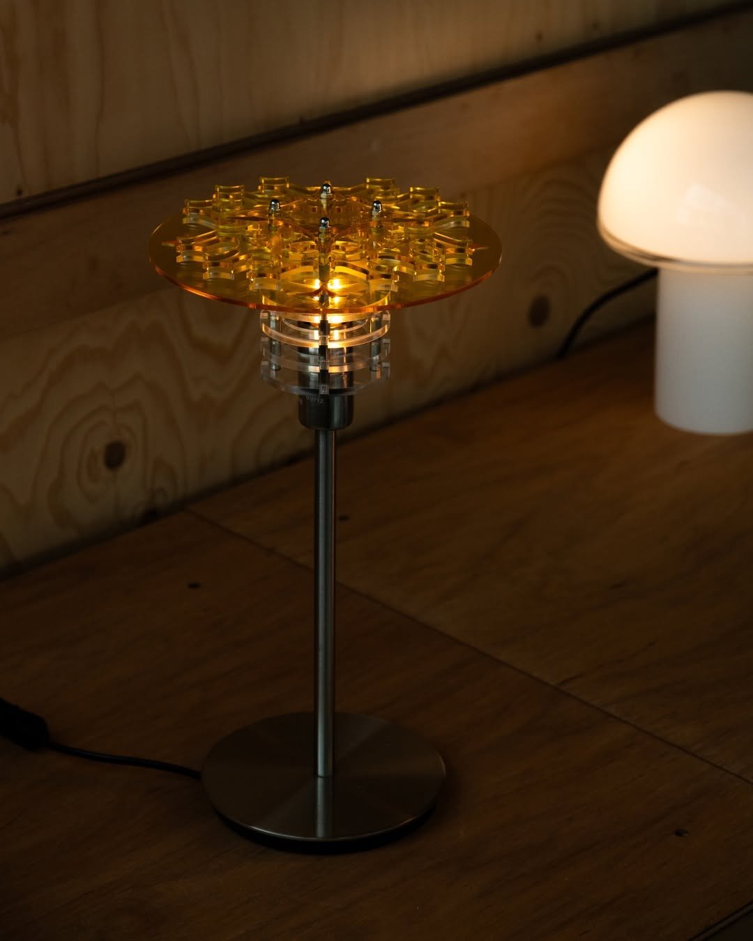 Photo shared by 김도연 designedbyyeon on October 31, 2025 tagging @we__odd. May be an image of lighting, lamp, lamp shade and text.