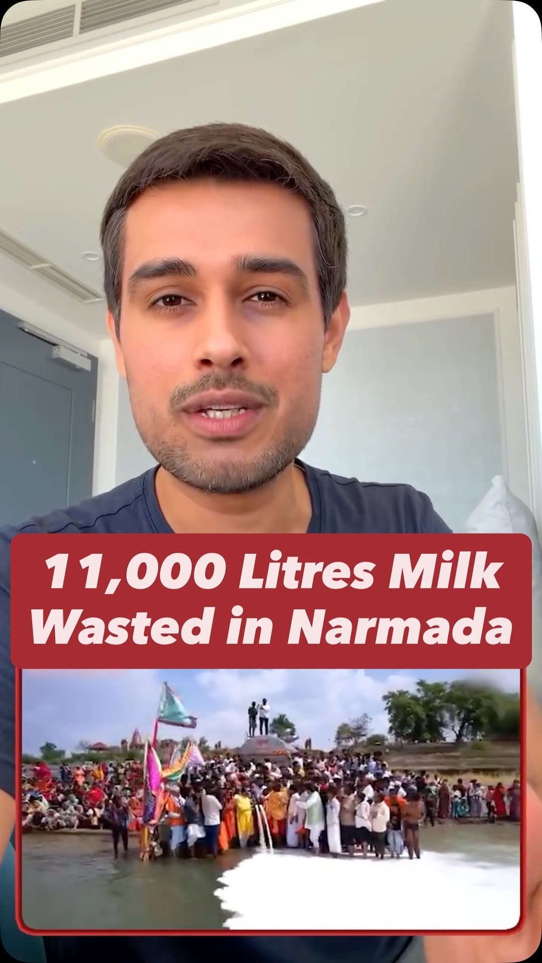 dhruvrathee 게시물 이미지: 11,000 Litres of Milk POURED in Narmada River!