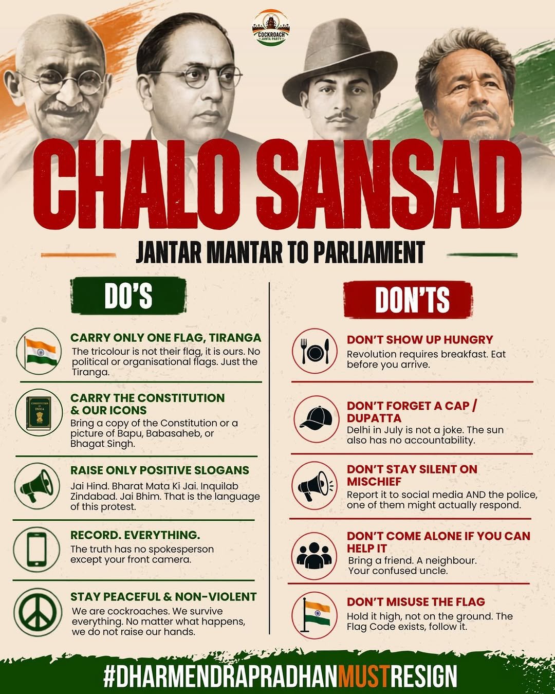 dhruvrathee 게시물 이미지: For everyone coming for #ChaloSansad March...