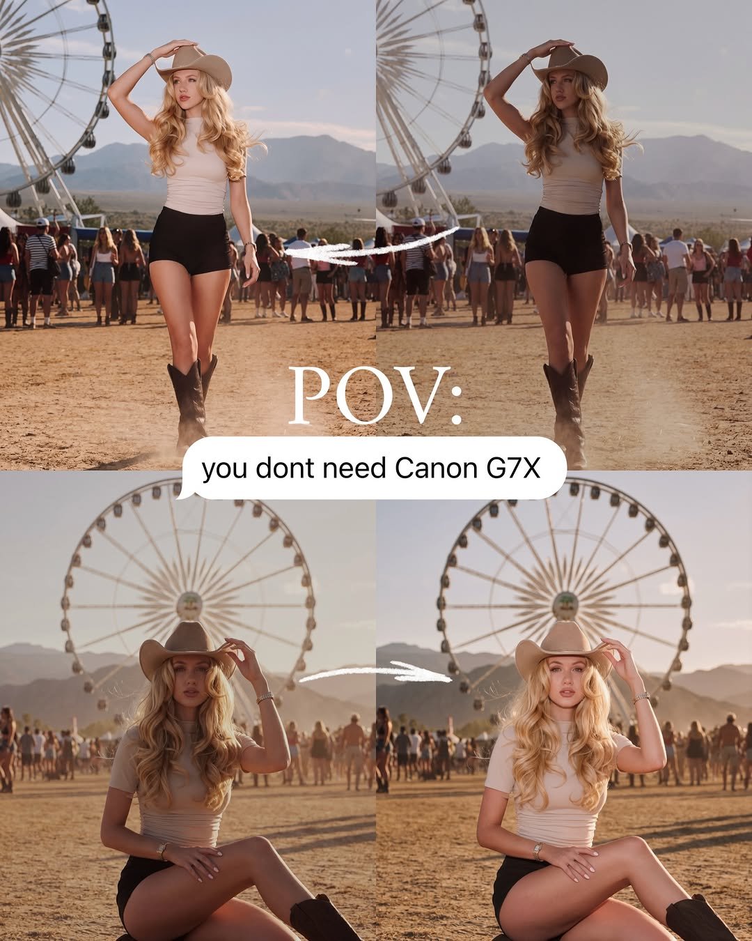 Photo shared by Diana Diloyan | Posing Coach & Model 🇺🇦 on April 23, 2026 tagging @airbrushofficial. May be an image of ‎text that says '‎غطممباس POV: you youdontneedCanonG7X dont need Canon G7X‎'‎.