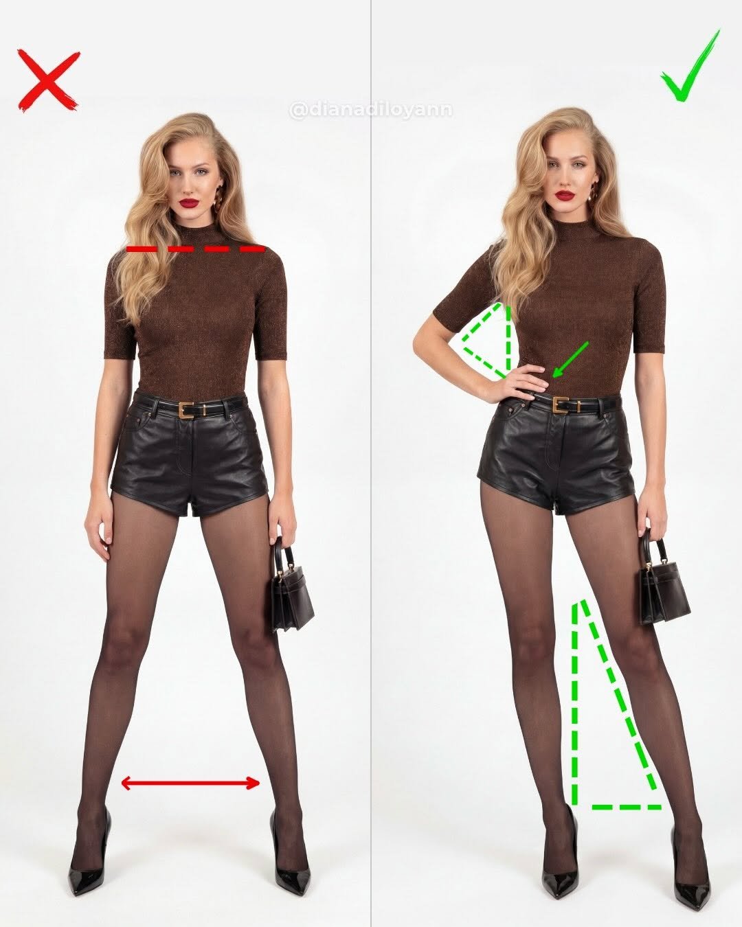 Photo by Diana Diloyan | Posing Coach & Model 🇺🇦 on January 12, 2026. May be an image of tights, miniskirt, fishnet stockings and text that says 'X @dianadiloyann iloyann @diana'.