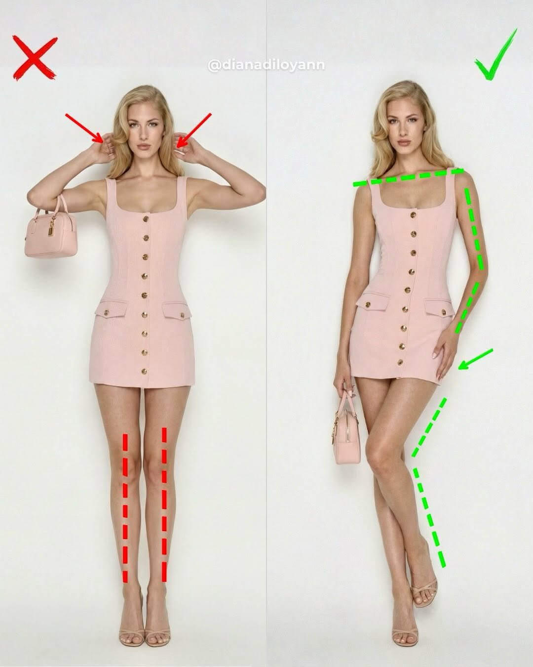 Photo by Diana Diloyan | Posing Coach & Model 🇺🇦 on February 25, 2026. May be an image of dress, halter top and text that says 'X @dianadiloyann ----- 1 ١ B0s'.