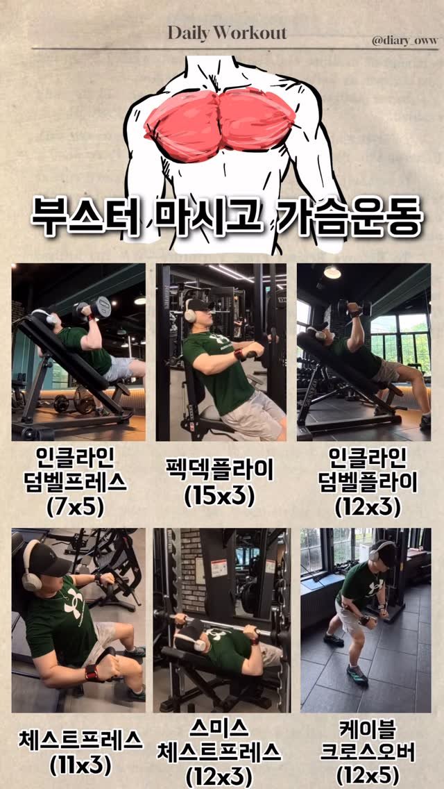 diary_oww 게시물 이미지: (2026.06.02) 부스터 마시고 가슴운동🔥✨

운짱님들은 무더운 화요일 잘...