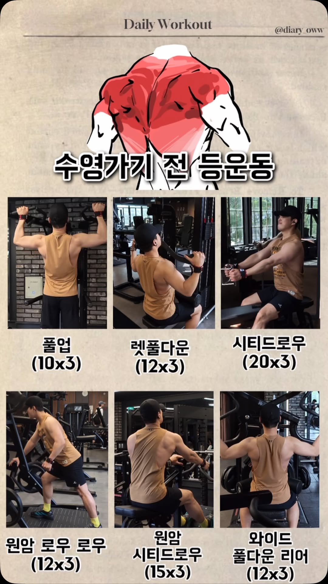 diary_oww 게시물 이미지: (2026.07.25) 수영가기 전 등운동🔥

어제가 ‘일주일에 한번 수영하기...