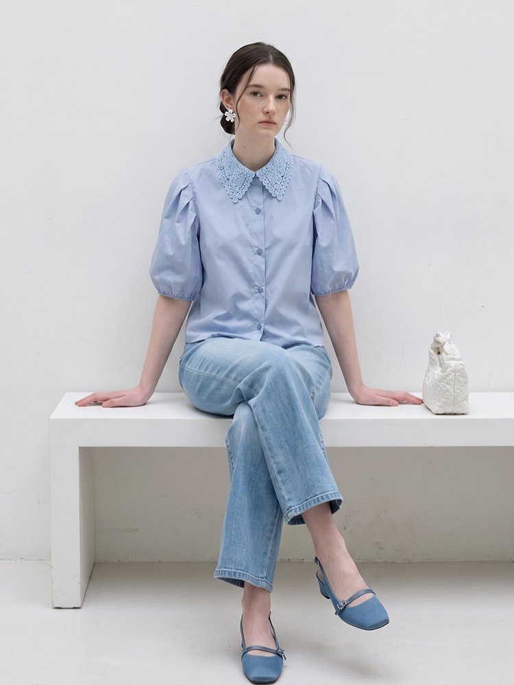 diknock 게시물 이미지: MARINA SCALLOP PINTUCK 
VOLUME CURVE BLOUSE...