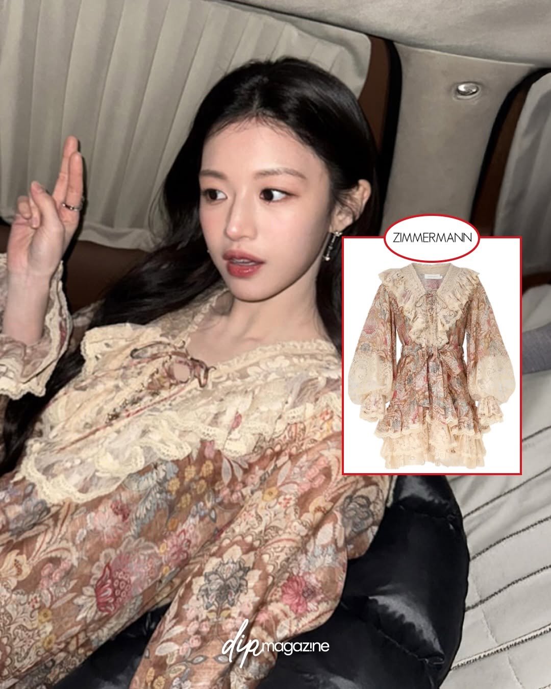 Photo shared by 딥 매거진 on January 14, 2026 tagging @zimmermann, and @goyounjung. May be an image of dress, top and text.