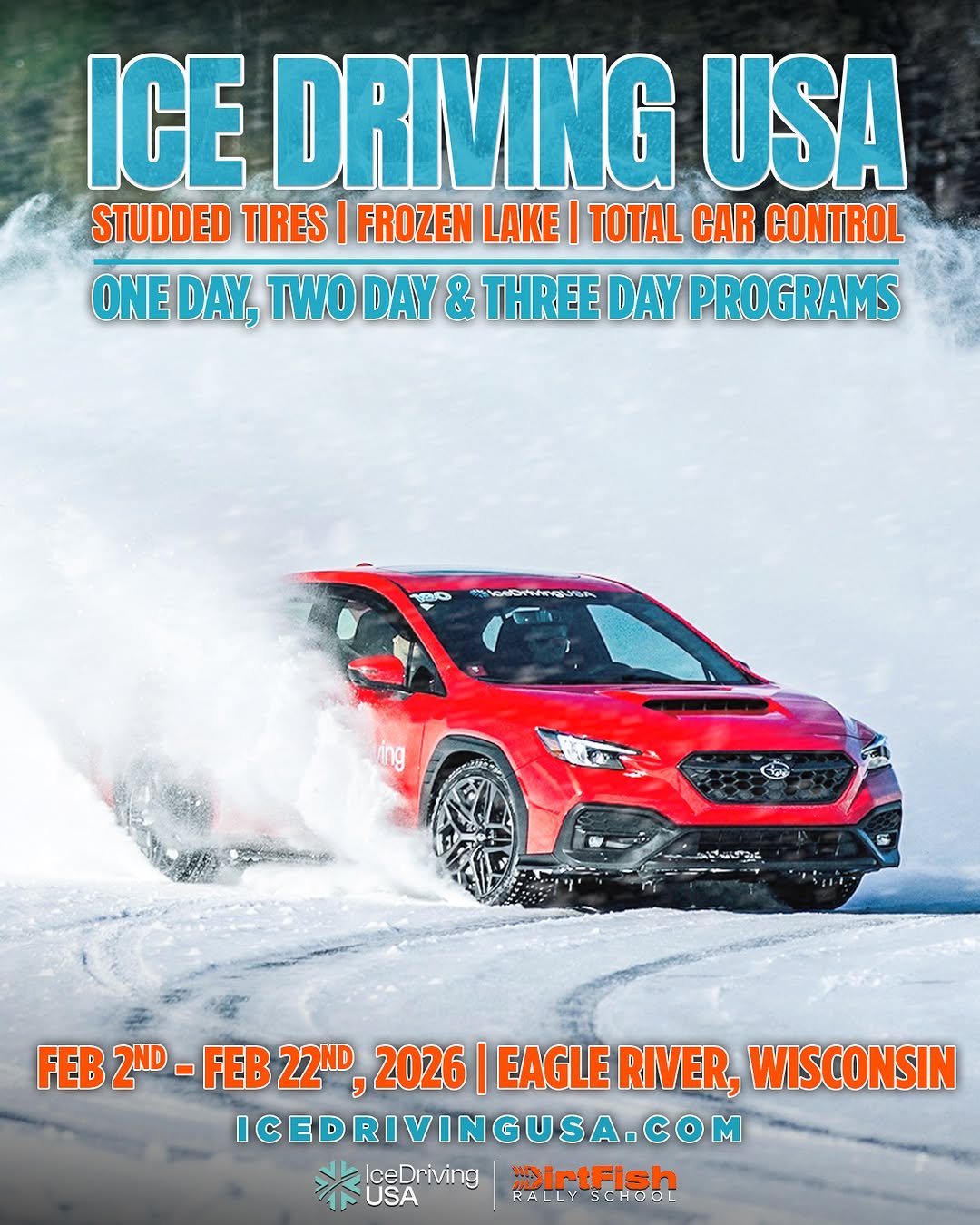 Photo shared by DirtFish on December 11, 2025 tagging @icedrivingusacom. May be an image of car, magazine, poster and snow.