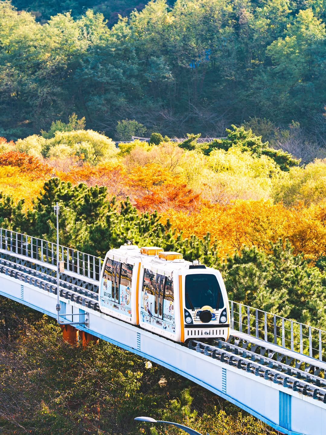 Photo shared by 김이준 (주니웨어) on November 17, 2025 tagging @discoverincheon. May be an image of cablecar, train, suspension bridge and text that says '9 ππη'.