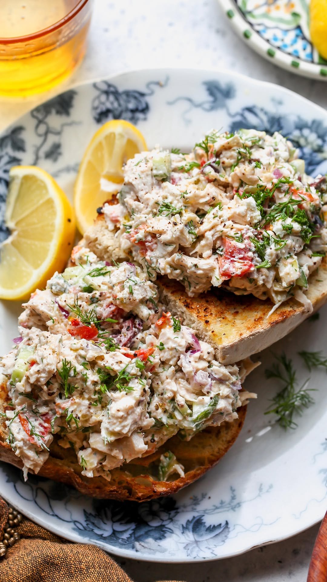 dishingouthealth 게시물 이미지: Greek-Style Chicken Salad replaces mayo with...