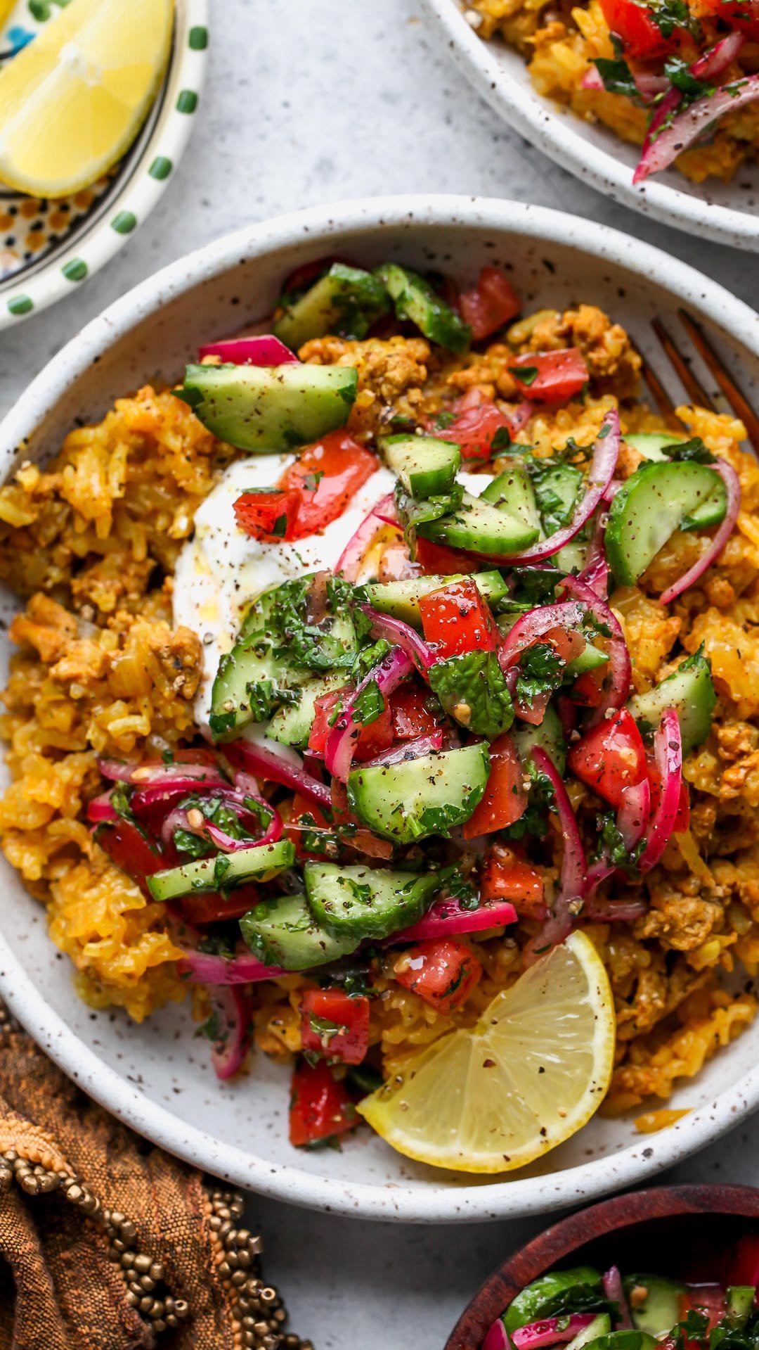 dishingouthealth 게시물 이미지: Golden Ground Turkey and Rice Skillet with...