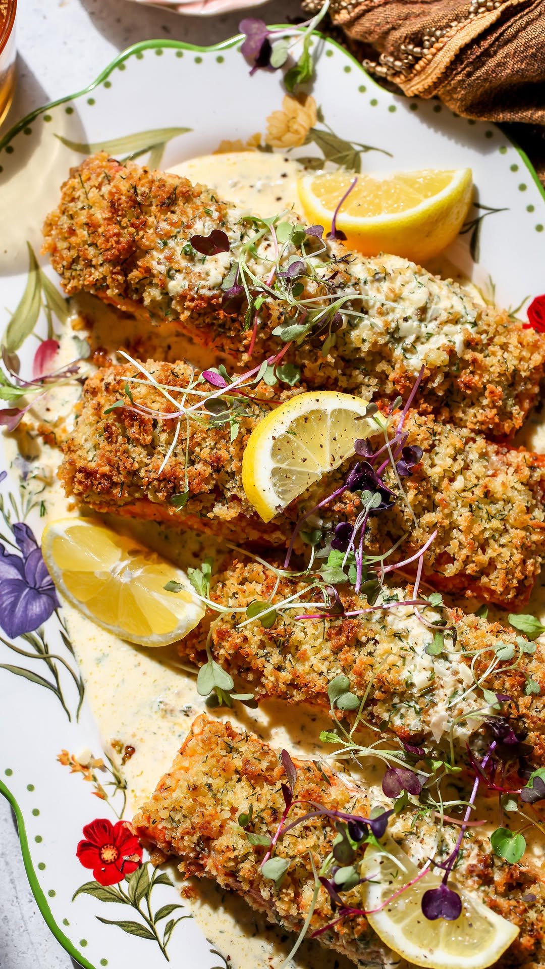 dishingouthealth 게시물 이미지: Panko Crusted Salmon with Lemon-Dill Cream...