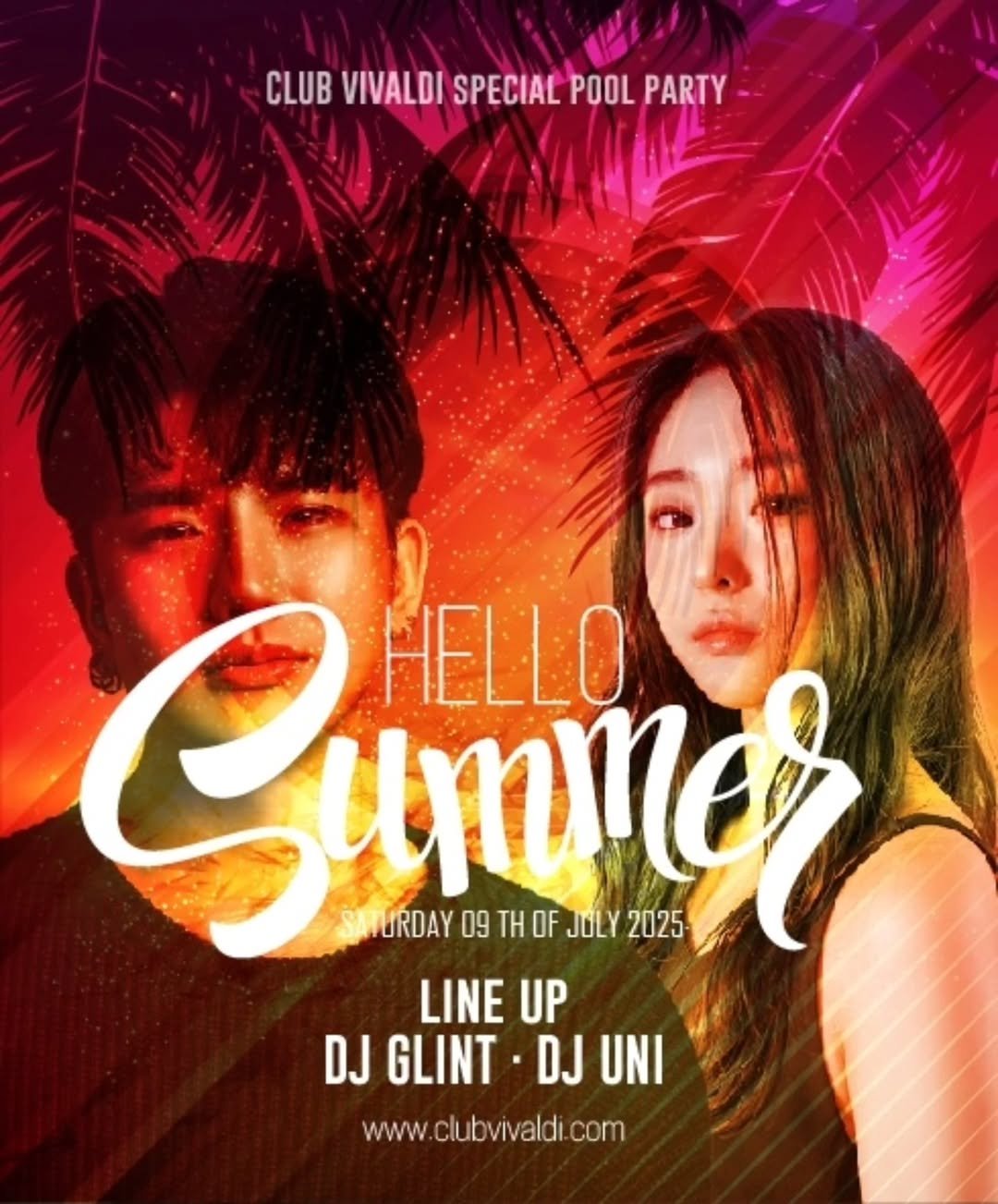Photo by DJ Uni 최유정 in 가평 클럽비발디 with @glinttt_, and @club_vivaldi. May be an image of 2 people, drink, poster, night and text that says 'CLUB VIVALDI SPECIAL POOL CLUBVIVALDISPECIALPOOLPARTY PARTY HELLO иTTeR URDAY 09 C4TemaR HOE OF JOLY 2025- TH LINE UP DJ GLINT DJ UNI www clubvivald com'.