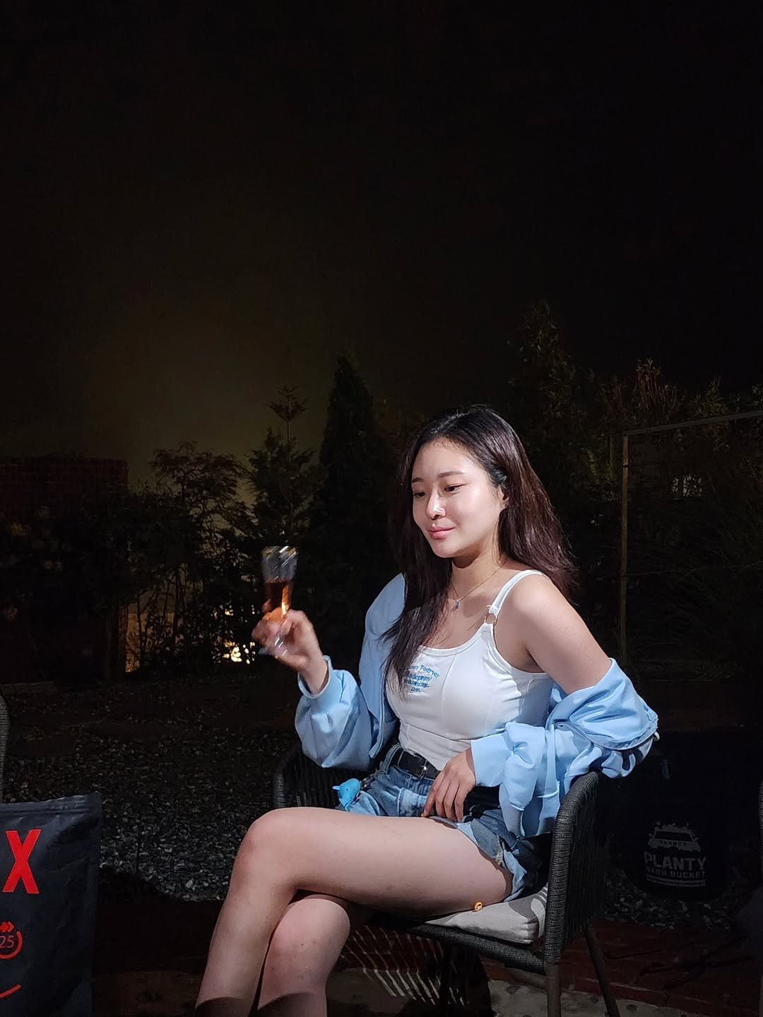 Photo by DJ Uni 최유정 on September 26, 2025. May be an image of 1 person, hair, sparkler, outdoors, night and text.