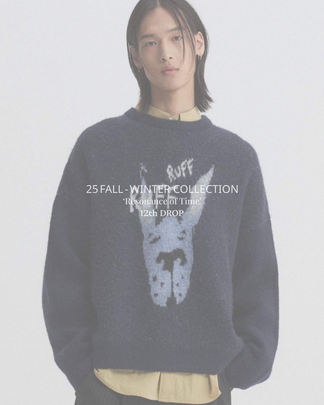 Photo by DNSR 디앤에스알 on November 06, 2025. May be an image of duffle coat, fleece, sweatshirt, top and text that says '25FALL-WINTER.COLLECTION 25 25FALL- FALL- WINTER COLLECTION 'R ResonanceofTim of Time 12thDROP 12th DROP 3'.