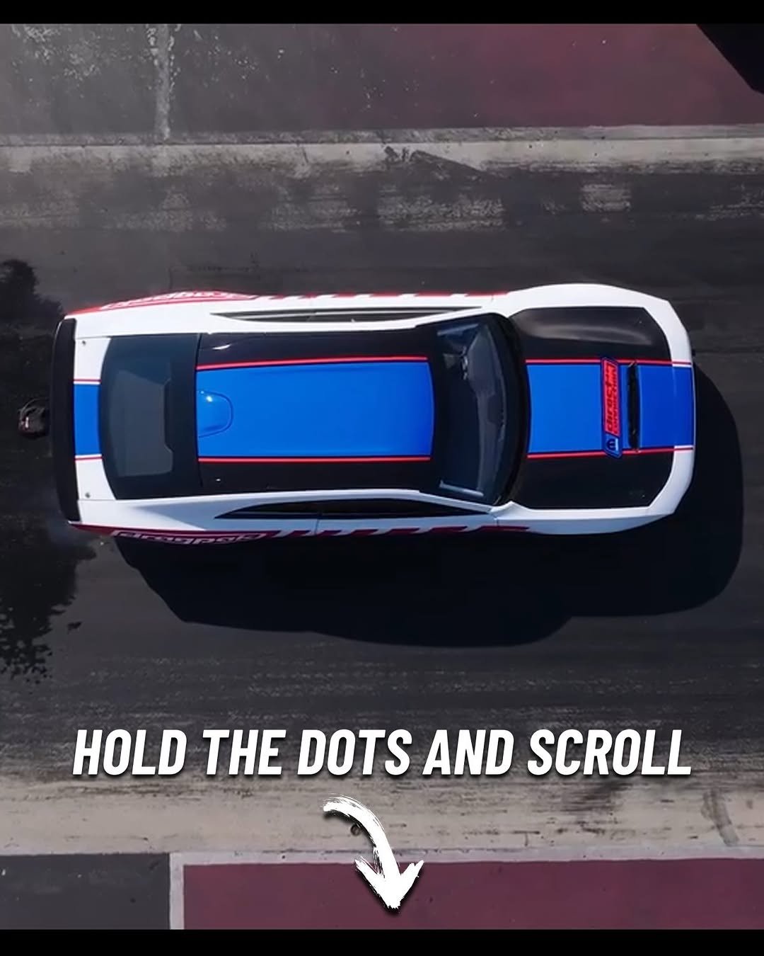 Photo by Dodge on April 26, 2026. May be an image of car, roadster, blower, windshield and text that says 'HOLD THE DOTS AND SCROLL'.
